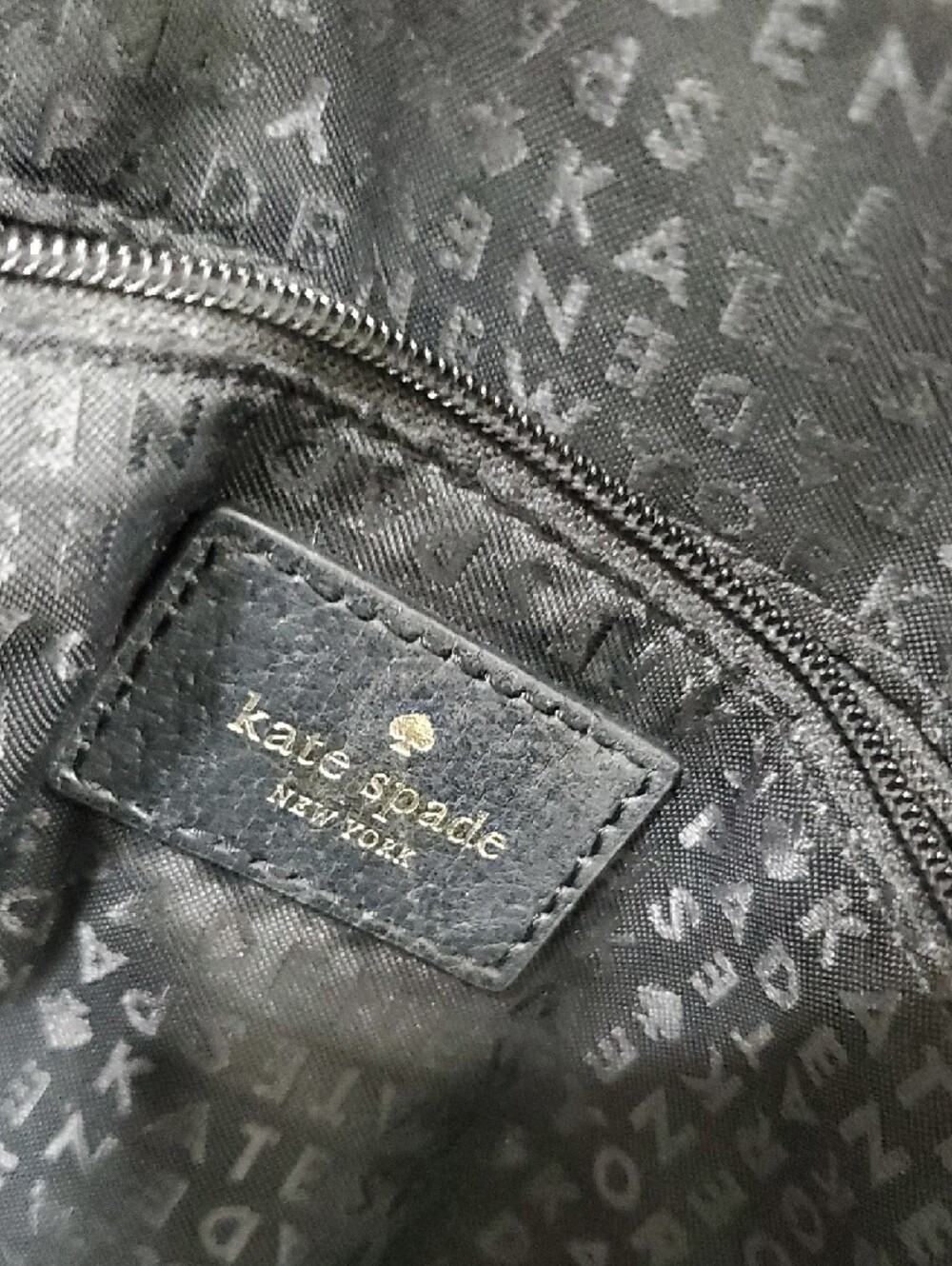 kate spade black leather satchel with gold-tone logo - Picture 8 of 16